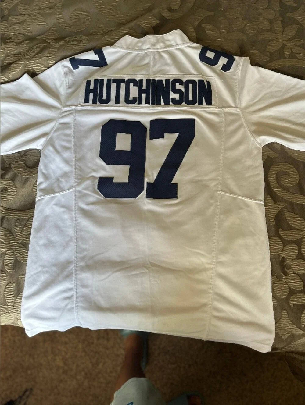 Jordan Men’s White #92 Aiden Hutchinson Michigan Football Jersey